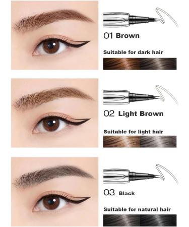Cooklesa Eyebrow Natural Waterproof Eyebrow Pen With Microfine Tip Two-Pronged Eyebrow Pencil with Micro-fork Tip 3D Waterproof Microblading Eyebrow Pen (01+02) - Buy Online on GoSupps.com