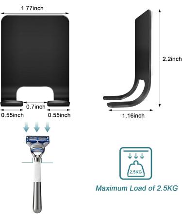 Shop Leryati Stainless Steel Razor Bracket Shower Set - 3-Pack Black Self-Adhesive Holders for Bathroom & Kitchen - No Drilling Required - Buy Online on GoSupps.com