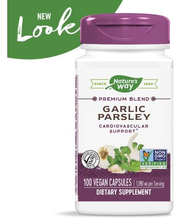 Nature's Way Garlic Parsley 1090 mg - 100 Vegan Capsules for Heart Health - Buy Online on GoSupps.com