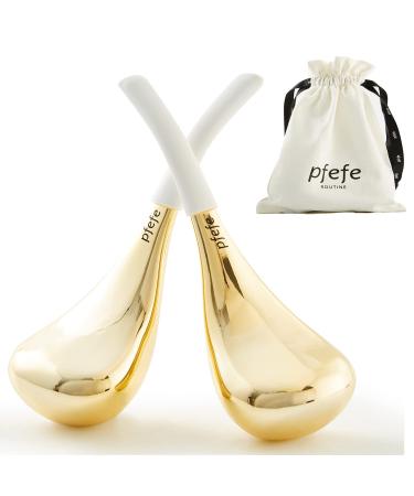 Pfefe Cryo Sticks Face skin care ice balls for women face eyes stainless steel face beauty tools for girls women aesthetic need cooling spa globes with storage box gold