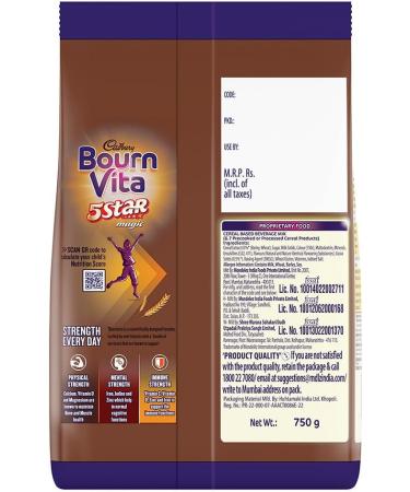 Cadbury Bournvita 5 Star Magic Health Drink 750 gm refill pack - Buy Online on GoSupps.com