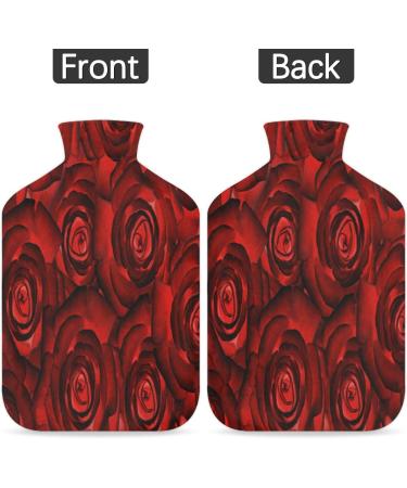 Red Roses Hot Water Bottle | Cozy Fluffy Cover | 2L Pain Relief for Back Neck & Shoulders - Buy Online on GoSupps.com