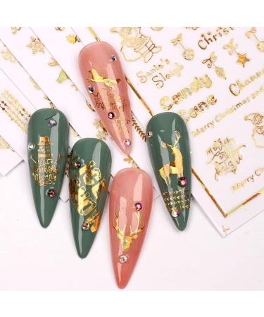 KALEFUL Christmas Nail Stickers 9 Sheets Self-Adhesive Nail Decal Snowflake Tree Elk Gold Winter Nail Art Decoration Design Supplies - Buy Online on GoSupps.com