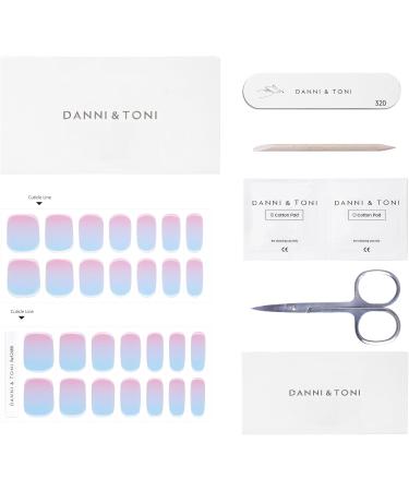 Danni & Toni Half Hardened Gel Nail Films - Rose Horizon | Blue Pink Gradation Glossy UV Gel Nail Foil Stickers - Self-Adhesive 28 Pack - Buy Online on GoSupps.com