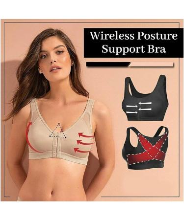 Women's Front Closure Posture Corrector Bra | Wirefree Back Support, Adjustable Straps | B Small - Buy Online on GoSupps.com