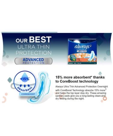 Always Ultra Thin Panty Liners with Flexi Wings - 76 Count, Coreboost, 10-Hour Leak Protection - Buy Online on GoSupps.com