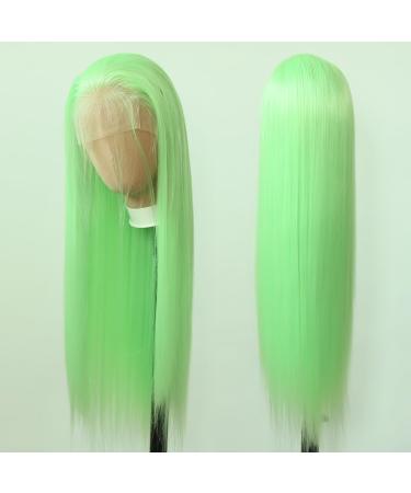 Light Green Synthetic Lace Front Wig - Long Straight Heat Resistant Fiber Hair - Pre Plucked Natural Hairline - for Cosplay and Daily Wear - Buy Online on GoSupps.com