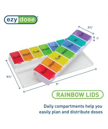 Ezy Dose 14-Day Pill Organizer - X-Large Detachable Compartments - Rainbow Colors - Buy Online on GoSupps.com