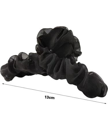 Korean Style Hair Claw Crossing Teeth Spring Design Pleated Mesh Yarn Decor Large Hair Clip Hair Accessories Big Hair Clip Pink - Buy Online on GoSupps.com