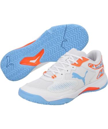 PUMA Unisex Solarcourt Rct Tennis Shoe - Size 42 EU | White Black & Light Blue | International Shipping Available - Buy Online on GoSupps.com