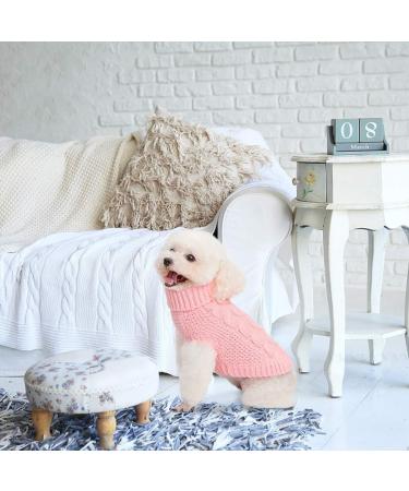 Mihachi Turtleneck Dog Sweater - Cable Knit Winter Coat with Leash Hole | Ideal New Year Gift for Small Pets | Flesh Pink - Buy Online on GoSupps.com