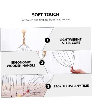 COLLBATH 6pcs Massager Hand Scrubber & Scalp Massage Brush - Multifunctional Hair Washing Tool | Steel & Wood - Buy Online on GoSupps.com