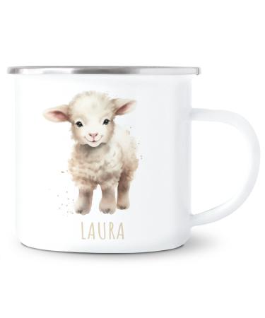 Sheep enamel cup of children drinking cup personalized children's cup with the name of sweet children's cups for girls & boys gift enamel cup 300 ml (sheep)