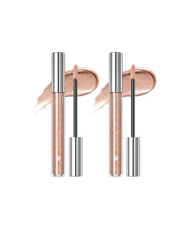 Shantou Yingji 2 x Liquid Lipstick 2in1 Lipstick & Eyeshadow Shimmering Lipstick Eyeshadow MultiPurpose Color Long Lasting Color Sunset Gold 23