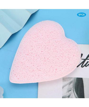 Face Wash Pad 5pcs Heart Shaped Hydrophilic Polyurethane Small Face Wash Sponge Light Pink for Women Girls