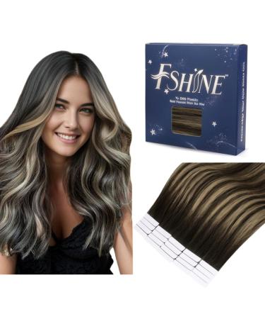 FSHINE blonde adhesive tape in hair extensions real hair 50cm black highlighted honeyblond adhesive tape in extensions real hair 20 pieces 50 grams double -sided adhesive tape in #1b/27/1B 2.tape #1b/27/1B 50cm