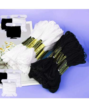 Cldamecy 26 Skeins White & Black Embroidery Floss Set with 10 Floss Bobbins - Ideal for Cross Stitch, Friendship Bracelets, and DIY Art - Buy Online on GoSupps.com