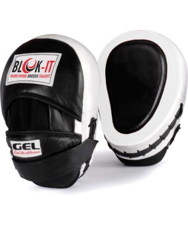 Blok-IT Gel Focus Pads Focus Mitts, Punch Mitts, Hook & Jab Pads, Punching Mitts - Suitable for Thai Boxing, Kickboxing, Boxercise, Taekwondo & Other Martial Arts Red-With-Tab