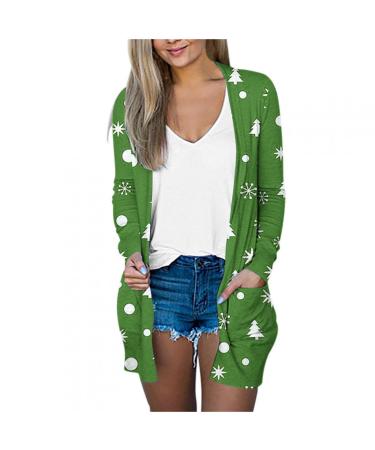 Yihaojia Christmas Cardigan for Women 2023 Ugly Christmas Cardigan for Women Ugly Christmas Cardigan Sweaters for Women Green#5 X-Large