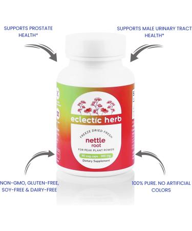 Eclectic Institute Raw Freeze-Dried Nettle Root 250mg - 90 Non-GMO Veg Capsules - Buy Online on GoSupps.com