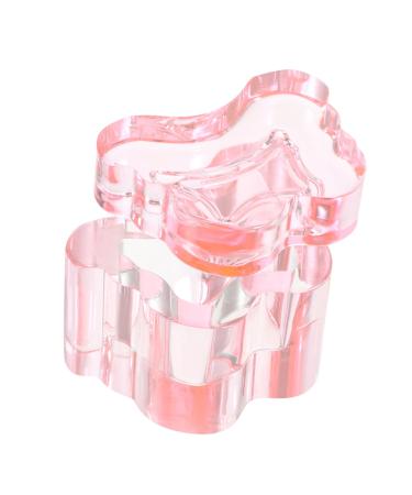 Healeved Nail Art Liquid Holder bowl manicure with cover bracket nail art cup Multifunction cup glass dish Acrylic Nail Dish major s with lids nail art dish cup Pen wash cup pink tool 7x5.6cm Pink