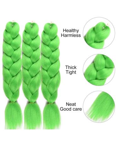 Lime Color Kanekalon Braiding Hair Crochet Synthetic Jumbo Braids 24 Inch 3pcs/Lot - Twist, Box Braids, 3 Pack - Buy Online on GoSupps.com