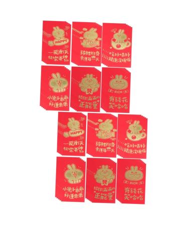 TEHAUX 60 Pcs 2023 Year of The Rabbit Red Packets Big Chinese Hongbao Li Xi Red Lucky Money Pockets Red Envelope Kids Red Envelopes Greeting Card Envelopes Money Packet Design Paper Gift