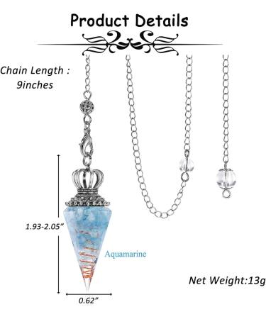 JOVIVI Aquamarine Crystal Pendulum - Dowsing & Healing Tool for Reiki, Meditation & Wicca - Buy Online on GoSupps.com