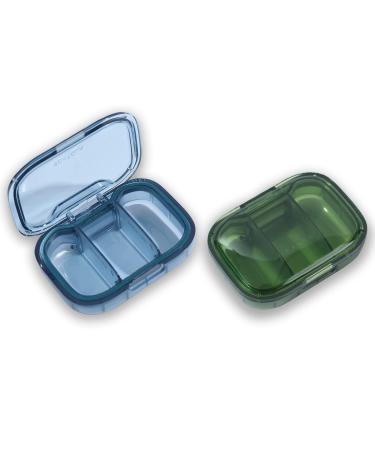 2 Pack 3 Compartment Pill Box, Moisture Proof Pill Case, Travel Pill Organizer for Pocket Purse, Daily Portable Medicine Vitamin Box, Fish Oil Box, Supplement Box 2 Pack 3 Compartments - Buy Online on GoSupps.com