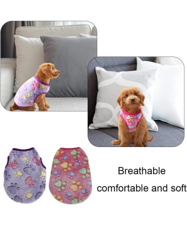 2 Pcs Warm Pet Shirt Footprints Pattern Pet Plush Pullover Soft Dog Plush Warm Hoodies Coat Apparel for Rabbit Cat Kitten Dog Puppy (XXS) - Buy Online on GoSupps.com