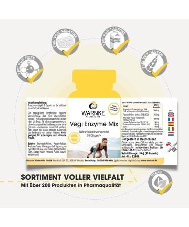 Enzyme Complex Capsules - Vegan Digestive Enzymes with Bromelain Papain Amylase Lipase & Protease - 90 Capsules | Warnke Vital Substances - German Quality - Buy Online on GoSupps.com