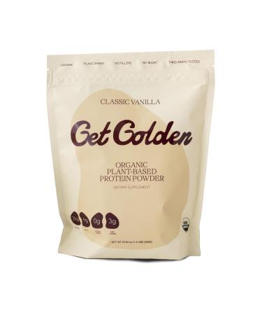 Get Golden Organic Classic Vanilla Protein Powder | 21g of Plant Based Protein Powder | Low Carb Gluten Free Dairy Free No Added Sugar Non-GMO | For Shakes & Smoothies (20 Servings 1.4lb Bag)