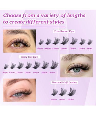 Newcally DIY Eyelash Extensions Kit Cluster Lashes 108 Pcs C D Curl Individual Lashes Natural Strips 8-16mm - Home Lash Extension Kit - Buy Online on GoSupps.com