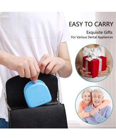3PC Dental Prostheses Travel Box - Cleaner Brush & Storage for Dentures & Braces - Light Blue - Buy Online on GoSupps.com