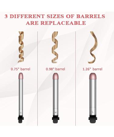 Automatic Hair Curling Wand with 3 Interchangeable Barrels | LCD Display, Fast Heat-Up | Ceramic Coating for All Hair Types | Rose Gold - Buy Online on GoSupps.com