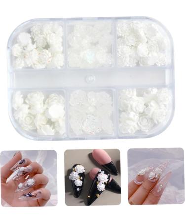 Flower Nail Art Glitters DIY 3D White Floral Nail Stud Sequins for Salon Gift Flower Nail Glitters - Buy Online on GoSupps.com