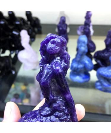 Crystal Rough 1pcs Natural Purple Cloud Mother Stone Crystal Stone Hand-Carved Lovely Mermaid Home Decoration Crafts (Color: 105MM Size: 1PCS) - Buy Online on GoSupps.com