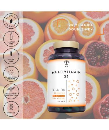 Multivitamins and minerals 200% of the daily dose vitamin complex magnesium vitamin C vitamin D Zinc B1 B6 B12 vitamins for fatigue 90 capsules. N2 Natural Nutrition EU - Buy Online on GoSupps.com