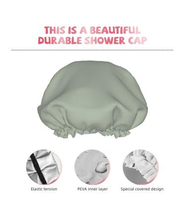 Sage Green Reusable Shower Cap- Double Layer Waterproof Hair Protector for Long Hair- Ideal for Women, Kids, and Men - Buy Online on GoSupps.com