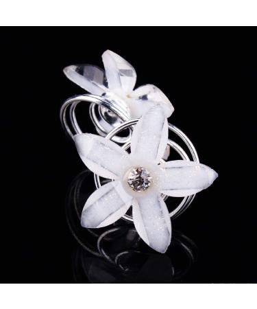 Musuntas 8 Pcs White Flower Bridal Hairpins - Elegant Pearl & Rhinestone Wedding Accessories - Buy Online on GoSupps.com