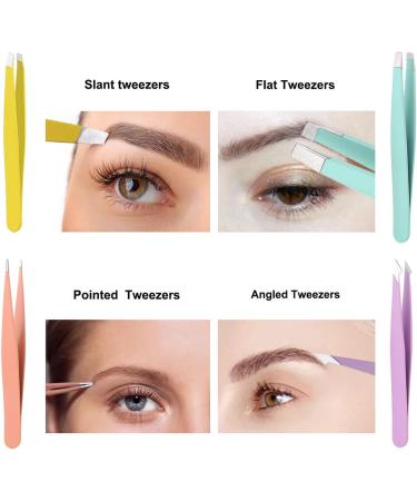 Professional Eyebrow Tweezers Set - 5 Stainless Steel Tools for Precise Plucking & Hair Removal - Buy Online on GoSupps.com