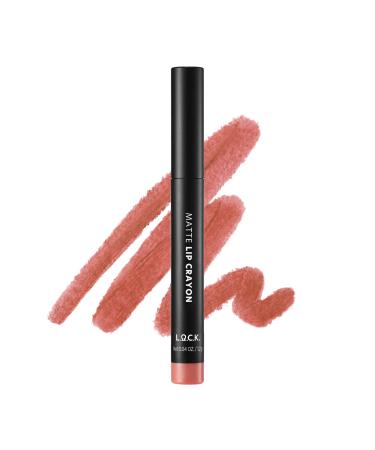 L.O.C.K. MATTE LIP CRAYON 02 PALE PINK Long Lasting Velvet Soft Matte Lipstick