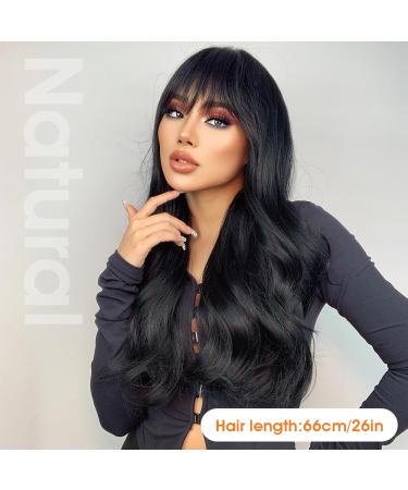 Fengq 26-Inch Long Black Straight Wig | Wavy & Curly Synthetic Black Wigs for Daily Cosplay Costumes & Parties | International Shipping Available - Buy Online on GoSupps.com