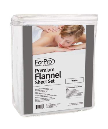 ForPro Premium Flannel 3-Piece Massage Sheet Set in White - Ideal for Massage Tables - Buy Online on GoSupps.com
