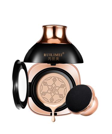 GL-Turelifes Mushroom Head Air Cushion Foundation BB Cream Oil Control Cushion Set CC Cream Moisturizing Concealer Air-permeable Natural Brightening Flawless Makeup(Natural Color)