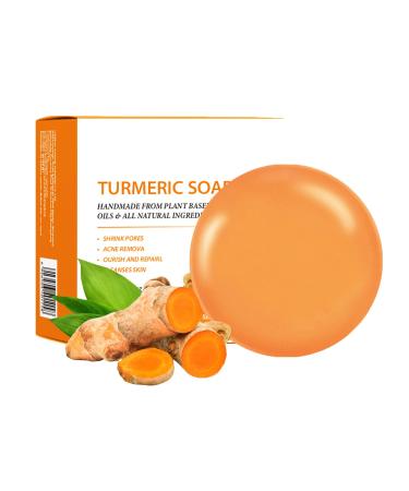 Turmeric Soap - Unclogs Pores Acne Remover - Turmeric Soap Bar - Turmeric Brightening Soap Smooth Tender Clean Skin Dirt - Moisturize Hydrate Restore Elasticity Radiance - for Face & Body