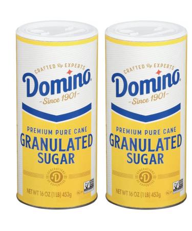 Domino Premium Pure Cane Granulated Sugar with Easy Pour Recloseable Top, 16 Ounce (Pack of 2)