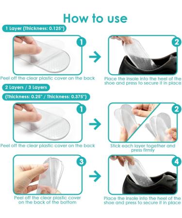Adjustable Orthopedic Heel Lift - 3 Layer Height Increase Insoles for Leg Length Discrepancy Pain Relief for Achilles Tendonitis & Heel Spurs - Small Size (Women 4.5-9.5 | Men 6-8.5) - Transparent - Buy Online on GoSupps.com