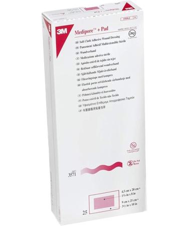 3M Medipore +Pad Soft Cloth Adhesive Wound Dressing 3 1/2 x 10 - 25/Bx - 3M3571 - Buy Online on GoSupps.com