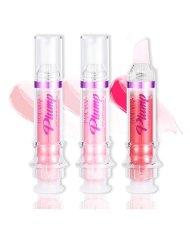 Lip Plumper Gloss Booster 3 Colors Set Natural Pout Lip Plumping Oil and Lip Care Serum Enhancer Lifter Gloss for Fuller Moisturizing Hydrating&Reduce Fine Lines Nourishing Lips Mask Makeup 1+2+3color lip plumper